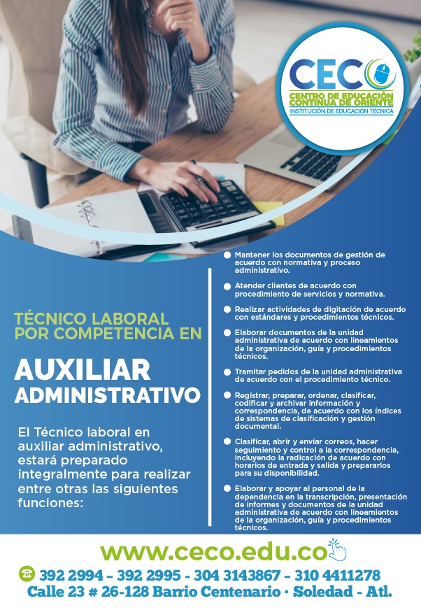 post Auxiliar administrativo más información 3926688-3104411278